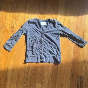 Organic cotton button-up cardigan - blue grey - size 3/4